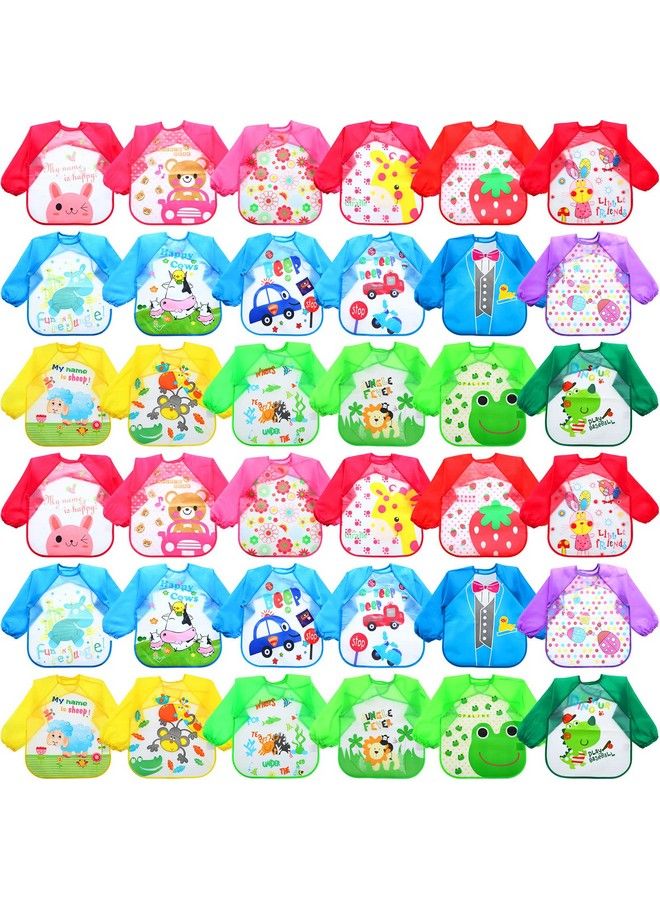 Jeere 36 Pcs Kids Art Smocks Bulk Toddler Smocks For Painting Waterproof Children Paint Aprons Colorful Washable Long Sleeve Smocks Arts And Crafts Supplies For Classroom Baby Boys Girls Aged 14 Years - Image 1