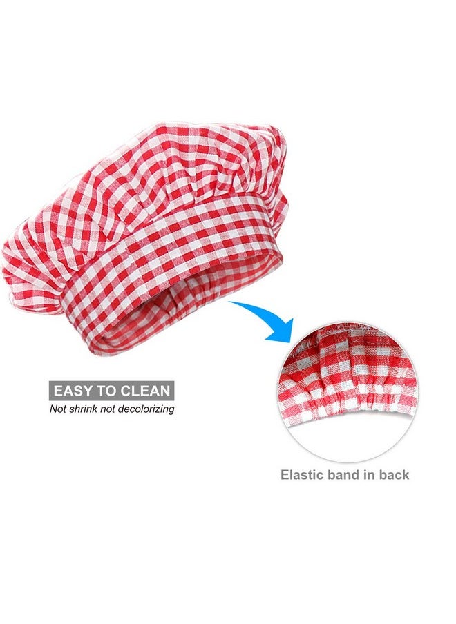Jennice House Kids Chef Hat Apron Set Cute Children Baby Baking Gingham Aprons With Adjustable Neck Strap And Pockets For Boys And Girls Cooking Baking Painting Gardening Aprons In 2 Sizes (Red Gingham Small)  - Image 5