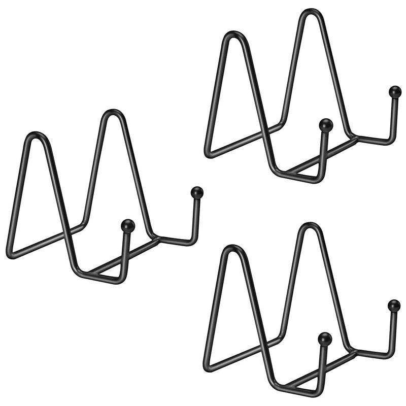Kruodop 3 Pack Plate Stands for Display, 4 Inch Plate Holder Display Stand, Metal Frame Holder Stands for Book, Pictures, Photo Easel, Tabletop Art - Image 1