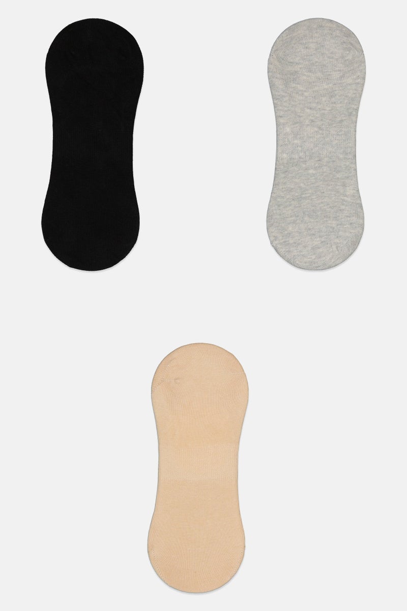 bebe Women 3 Pairs Plain Invisible Socks, Multicolor  - Image 2