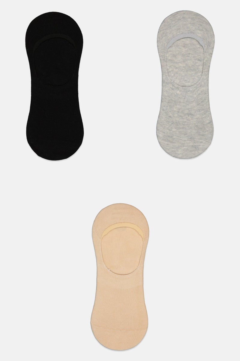 bebe Women 3 Pairs Plain Invisible Socks, Multicolor  - Image 4