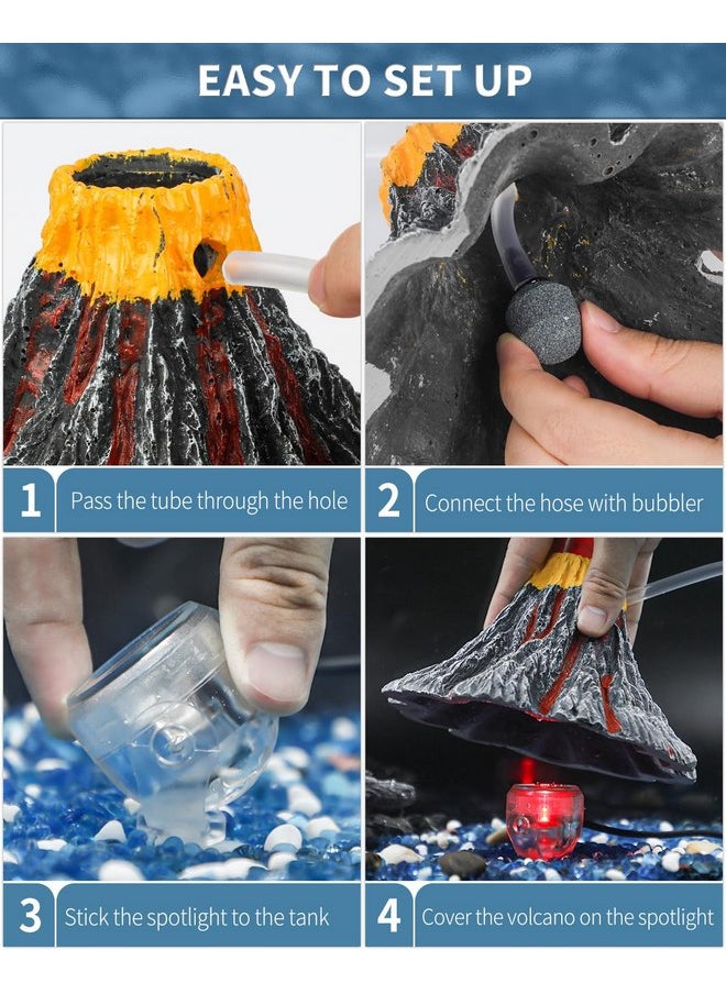 Uniclife Uniclife Aquarium Volcano Ornament Kit with Air Stone Bubbler Fish Tank Decorations  - Image 4