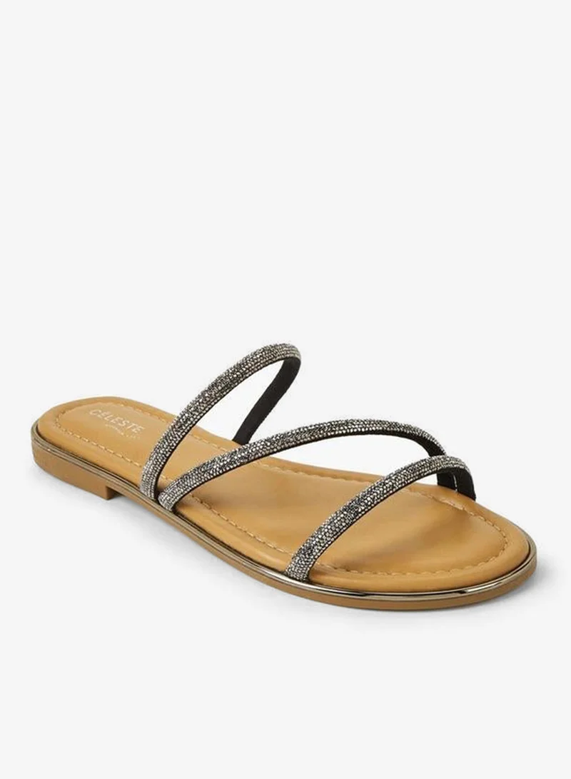 Celeste Women Stone Embellished Flat Sandals