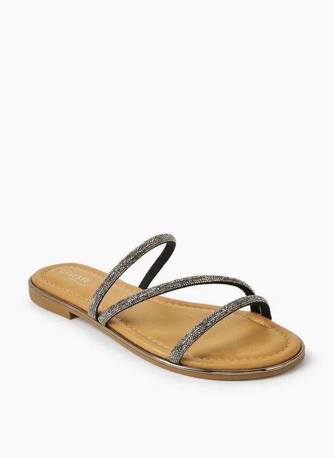 Celeste Women Stone Embellished Flat Sandals