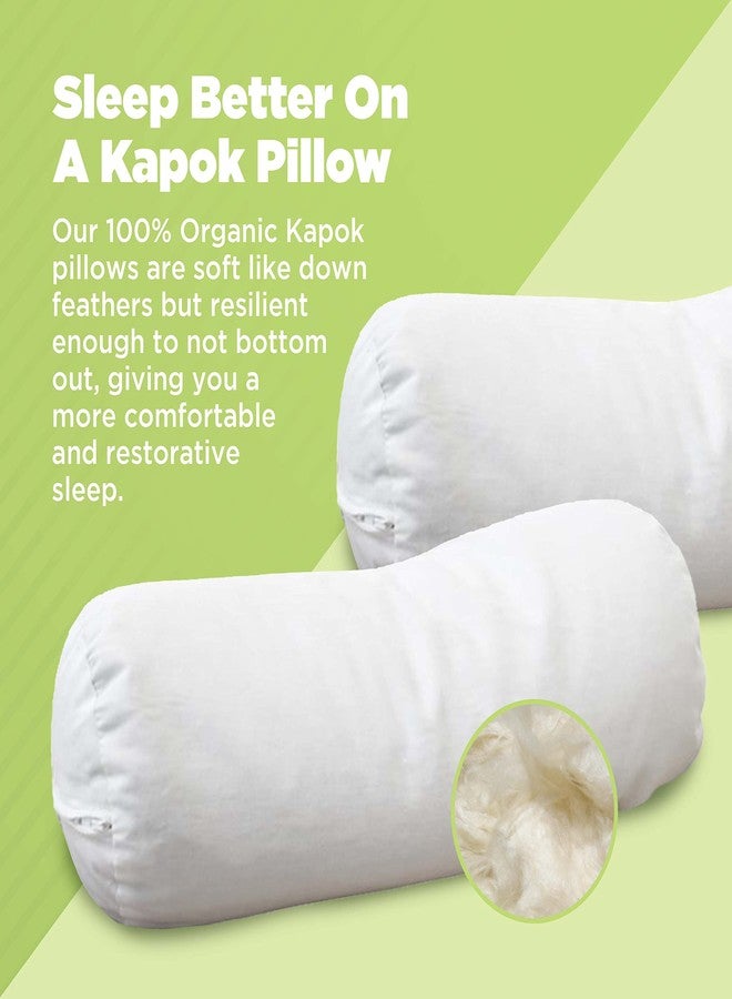 Bean Products Kapok Neck Roll Pillow for Sleeping - Hypoallergenic and Breathable Organic Cotton Fabric Neck Pillow - Soft and Supportive Pillow for Neck Pain Relief - Made in The USA, 4" x 12" - Image 2