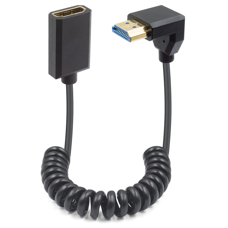 دوتك موسع HDMI من بدقة 8K، كابل HDMI ملفوف بزاوية سفلية من ذكر إلى أنثى بسرعة 48 جيجابت في الثانية، كابل تمديد HDMI بزاوية 90 درجة 2.1 مع فيديو بدقة 8K 60Hz وHDR ثلاثي الأب��اد لأجهزة التلفاز وأجهزة الكمبيوتر المحمولة عالية الدقة، بطول 4 أقدام/1.2 متر - Image 1