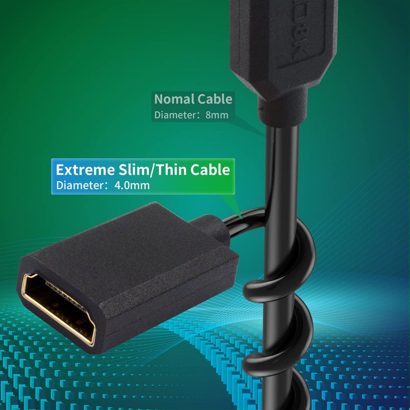 دوتك موسع HDMI من بدقة 8K، كابل HDMI ملفوف بزاوية سفلية من ذكر إلى أنثى بسرعة 48 جيجابت في الثانية، كابل تمديد HDMI بزاوية 90 درجة 2.1 مع فيديو بدقة 8K 60Hz وHDR ثلاثي الأب��اد لأجهزة التلفاز وأجهزة الكمبيوتر المحمولة عالية الدقة، بطول 4 أقدام/1.2 متر - Image 3