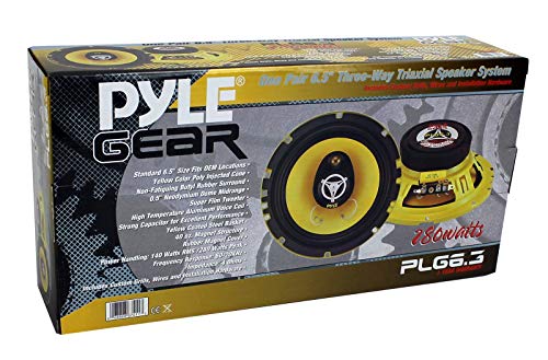 Pyle Car Three Way Speaker System - Pro 6.5 Inch 280 Watt 4 Ohm Mid Tweeter Component Audio Sound Speakers For Car Stereo w/ 40 Oz Magnet, 2.25” Mount Depth Fits Standard OEM - Pyle PLG6.3 (Pair),Yellow/Black - Image 4