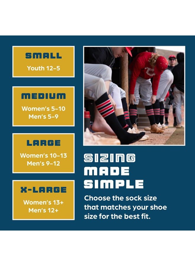 MadSportsStuff Dugout 3 Stripe Baseball Socks (Columbia Blue/Navy/White, Medium) - Image 5