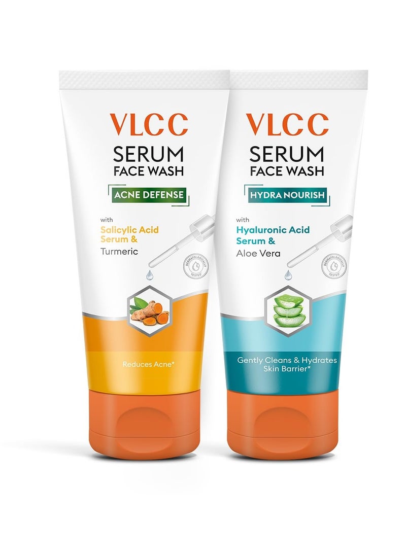 VLCC Serum AM+PM Combo Face Wash | Salicylic Acid Helps Reduce Acne | Hyaluronic Acid Hydrates Skin Barrier | Morning + Night Facial Cleanser | 5.07 Fl Oz/150 ml Each (2 Piece Set) - pzsku/Z9DC0547F7C00A85E3481Z/45/_/1740665588/237dda1c-0707-4585-8f61-848c691b685e