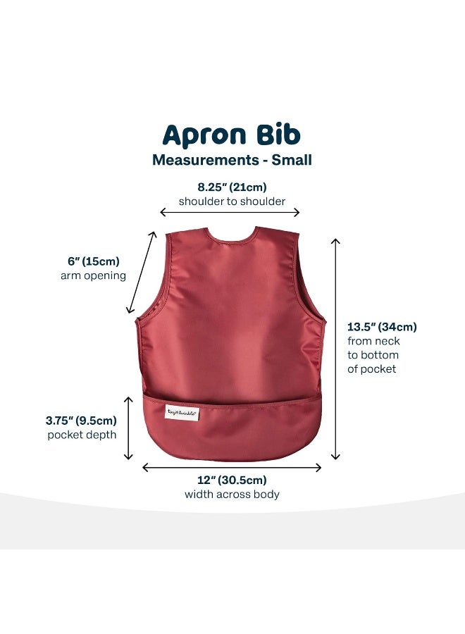 Tiny Twinkle Mess Proof Apron Bibs - 2 Pack Waterproof & Lightweight Baby Bibs for Led Weaning | 100% Recycled Polyester, Easy Clean & Machine Washable (Rose Burgundy,Small 6-24 Months) - Image 5