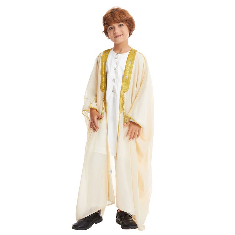Boys embroidery long sleeve moustache gold beads chiffon national clothing TH884