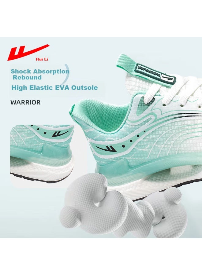 Pull Back Warrior Men's Summer Breathable Mesh Sneakers Lightweight Shock Absorbing Soft Bottom Casual Running Shoes Men White Green Size 42 - Image 4