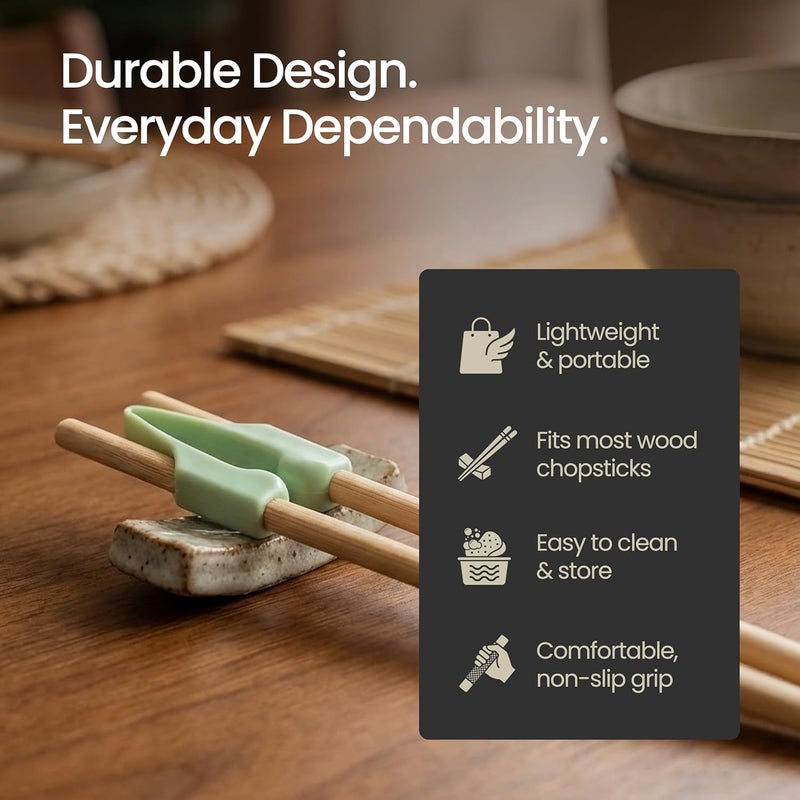 Senior Icare Chopstick Helper - Training Chopsticks for Adults, Beginners, Trainers or Learners, Right or Left Handed - Non-Slip, Reusable, Replaceable - Image 4