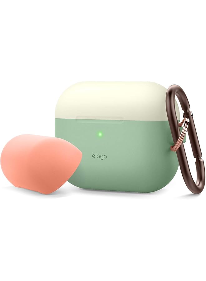 Elago Duo Hang Case For Airpods Pro Top Classic White Peach Bottom Pastel Green - Image 1