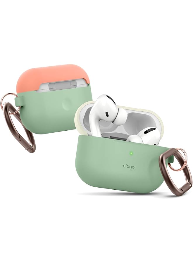 Elago Duo Hang Case For Airpods Pro Top Classic White Peach Bottom Pastel Green - Image 2
