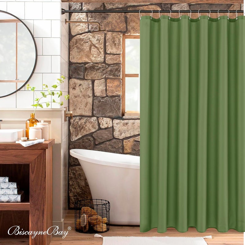 Biscaynebay Hotel Quality Fabric Shower Curtain Liners 72 Inch by 72 Inch, Sage Water Resistant Bathroom Curtains Rust Resistant Grommets & Weighted Bottom Hem Machine Washable - Image 2
