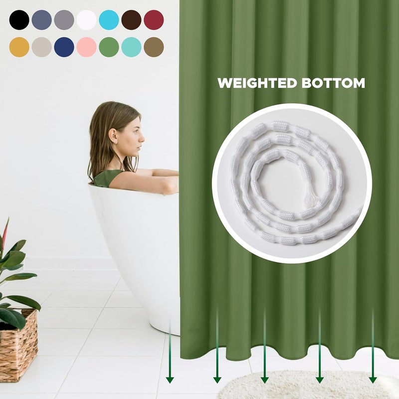 Biscaynebay Hotel Quality Fabric Shower Curtain Liners 72 Inch by 72 Inch, Sage Water Resistant Bathroom Curtains Rust Resistant Grommets & Weighted Bottom Hem Machine Washable - Image 3
