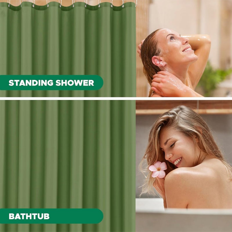 Biscaynebay Hotel Quality Fabric Shower Curtain Liners 72 Inch by 72 Inch, Sage Water Resistant Bathroom Curtains Rust Resistant Grommets & Weighted Bottom Hem Machine Washable - Image 5