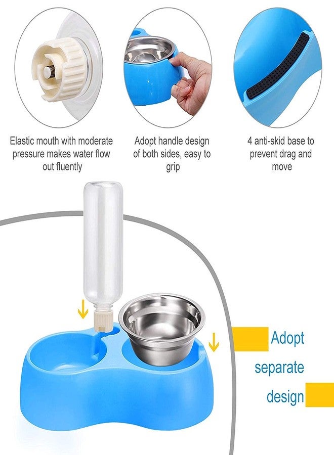 SILENCIO Dual Pets Bowls, Detachable Stainless Steel Bowl for Dog with Non-Slip No Spill Base, Pets Food Bowl with Automatic Water Feeder for Small Medium Dogs/Cats - Image 3