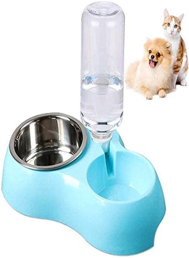SILENCIO Dual Pets Bowls, Detachable Stainless Steel Bowl for Dog with Non-Slip No Spill Base, Pets Food Bowl with Automatic Water Feeder for Small Medium Dogs/Cats - Image 1