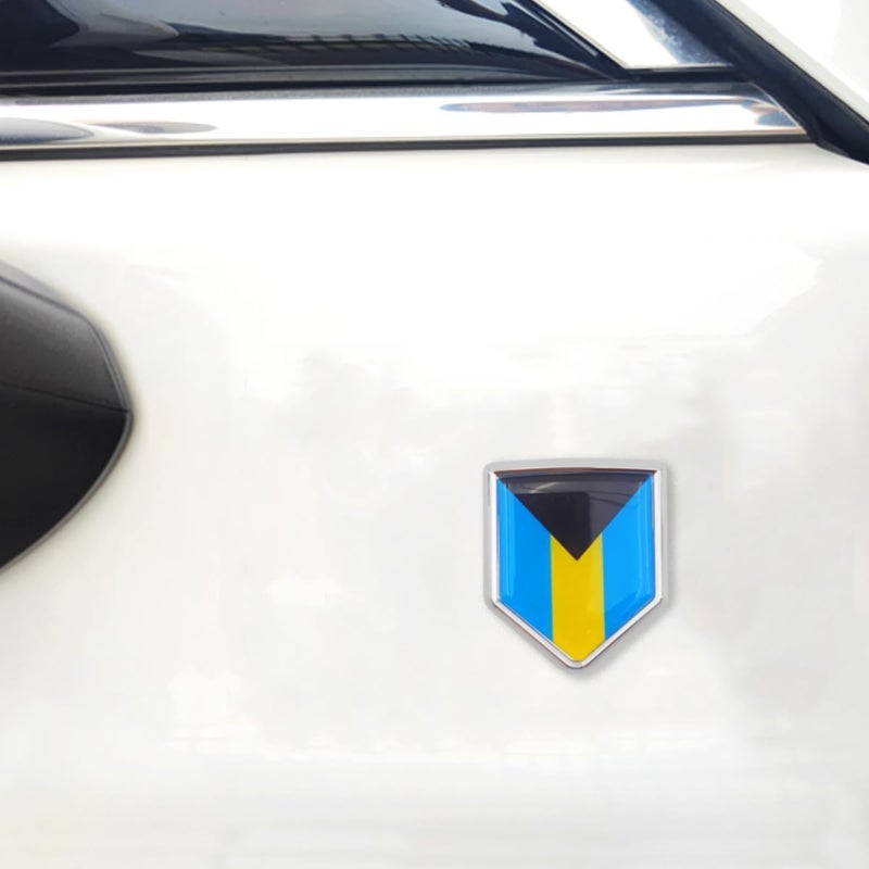 Overdecor Bahamas Flag Decal Stickers Car Emblem Bahamian Car Accessories Decorations Chrome Shield Flag Sticker Decals for Cars Truck Vehicles, 2 Pack - Image 4
