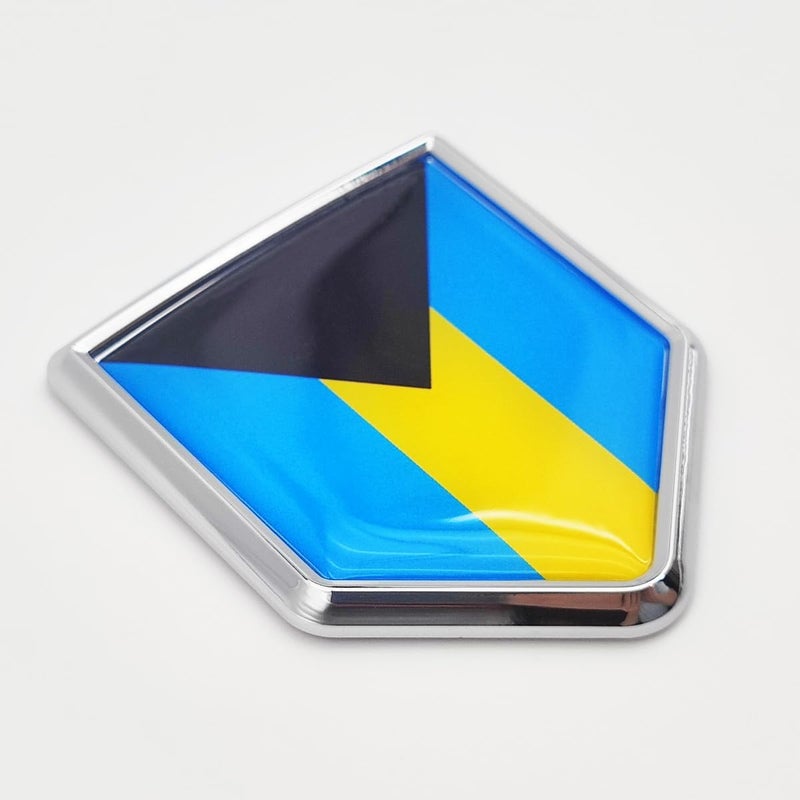 Overdecor Bahamas Flag Decal Stickers Car Emblem Bahamian Car Accessories Decorations Chrome Shield Flag Sticker Decals for Cars Truck Vehicles, 2 Pack - Image 1