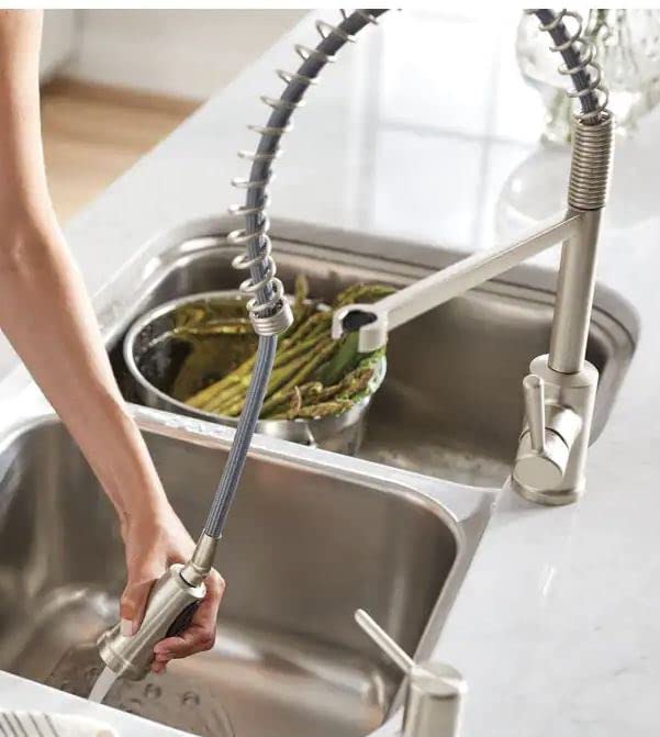 MOEN موين 87194SRS إندي صنبور مطبخ بمقبض واحد مع رذاذ سبرينغ قابل للسحب مع تقنية باور كلين في الفولاذ المقاوم للصدأ المقاوم للبقع (يتضمن موزع الصابون ولوحة السطح) - Image 5