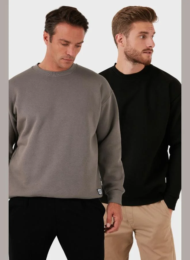 Buratti Regular Fit Crew Neck Fleece Lined 2-Pack Men's Sweatshirt 5905255S2