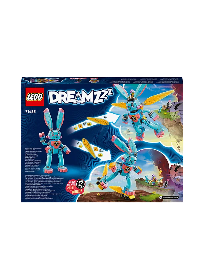 ليغو مجموعة ألعاب البناء DREAMZzz Izzie وBunchu the Bunny 71453؛ تتميز بنسختين من Bunchu the Bunny، وGrimspawn وIzzie Minifigure؛ هدية للأطفال من سن 7 سنوات فما فوق مع Big Imaginations (259 قطعة)