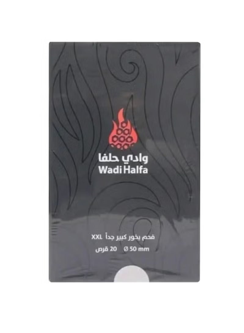 Wadi Halfa Incense Charcoal, Fast Lighting, Extra Large Size | 50mm_20 Tablets | XXL