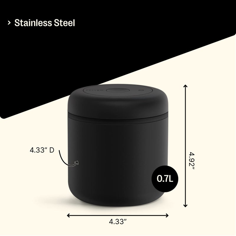 Fellow Atmos Vacuum Coffee Canister & Food Storage Container - 0.7 Liter Canister holds up to 11 oz of Coffee Beans - Airtight Food Storage Containers - Coffee Containers - 0.7 Liter - Matte Black - Image 5