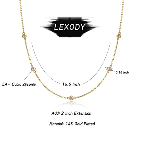 LEXODY Diamond Necklaces for Women Dainty Solitaire Necklace 14k Gold Plated Layered CZ Necklace Simple Diamond Choker Necklaces for Women Trendy Jewelry Gifts for Women - Image 5