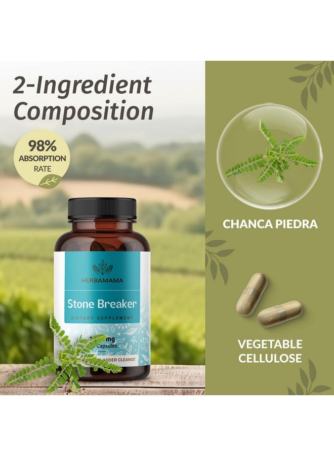HERBAMAMA Chanca Piedra Stone Breaker Capsules 1200mg - Kidney Stone Breaker, Gallbladder Cleanse & Urinary Tract Support - Vegan, Non-GMO Kidney Supplement, 100 Caps, 25-Day Supply - Image 4