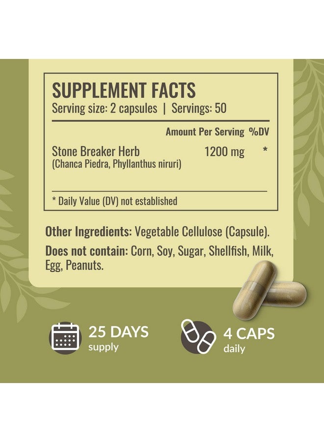 HERBAMAMA Chanca Piedra Stone Breaker Capsules 1200mg - Kidney Stone Breaker, Gallbladder Cleanse & Urinary Tract Support - Vegan, Non-GMO Kidney Supplement, 100 Caps, 25-Day Supply - Image 3