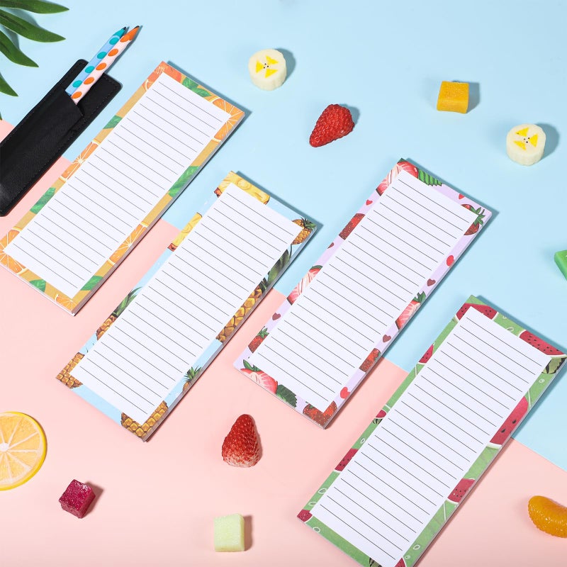 Thboxes 4 Pack Magnetic Note Pad for Fridge with Pen Holder, Totally 200 Sheets Grocery List Magnet Pad for Refrigerator Magnetic Shopping List Padï¼ˆFruit Designï¼‰ - Image 4