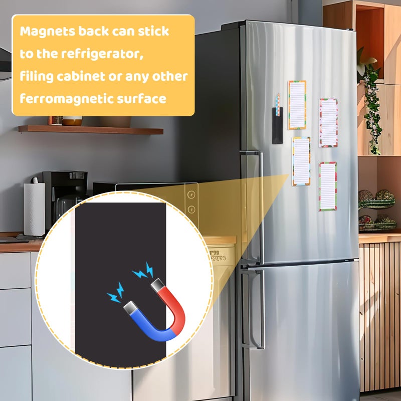 Thboxes 4 Pack Magnetic Note Pad for Fridge with Pen Holder, Totally 200 Sheets Grocery List Magnet Pad for Refrigerator Magnetic Shopping List Padï¼ˆFruit Designï¼‰ - Image 5