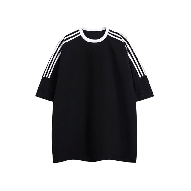 T-Shirt Can Be Added With Pattern A 27 250G 32 Double Yarn Three Bars Raglan Short Sleeve Blank T-Shirt - Image 4