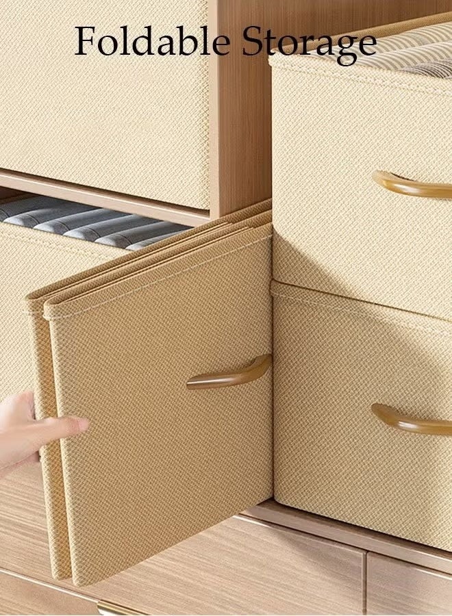 HOMESTAR 3pcs Wardrobe Clothes Organize Foldable Closet Storage Box, Cloth Storage Bins for Organizing, Beige - Image 2