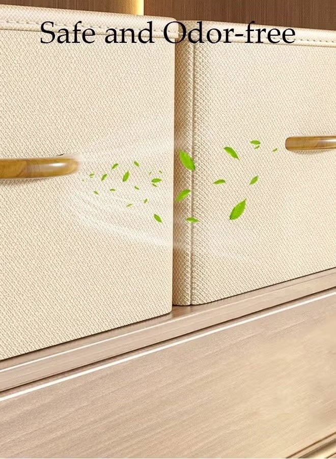 HOMESTAR 3pcs Wardrobe Clothes Organize Foldable Closet Storage Box, Cloth Storage Bins for Organizing, Beige - Image 4