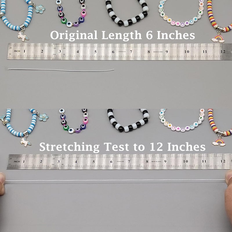 LUSTEMBER Stretchy String for Bracelets, 2 Rolls 1 mm Sturdy Elastic String Elastic Cord for Jewelry Making, Necklaces, Beading (White) - Image 4