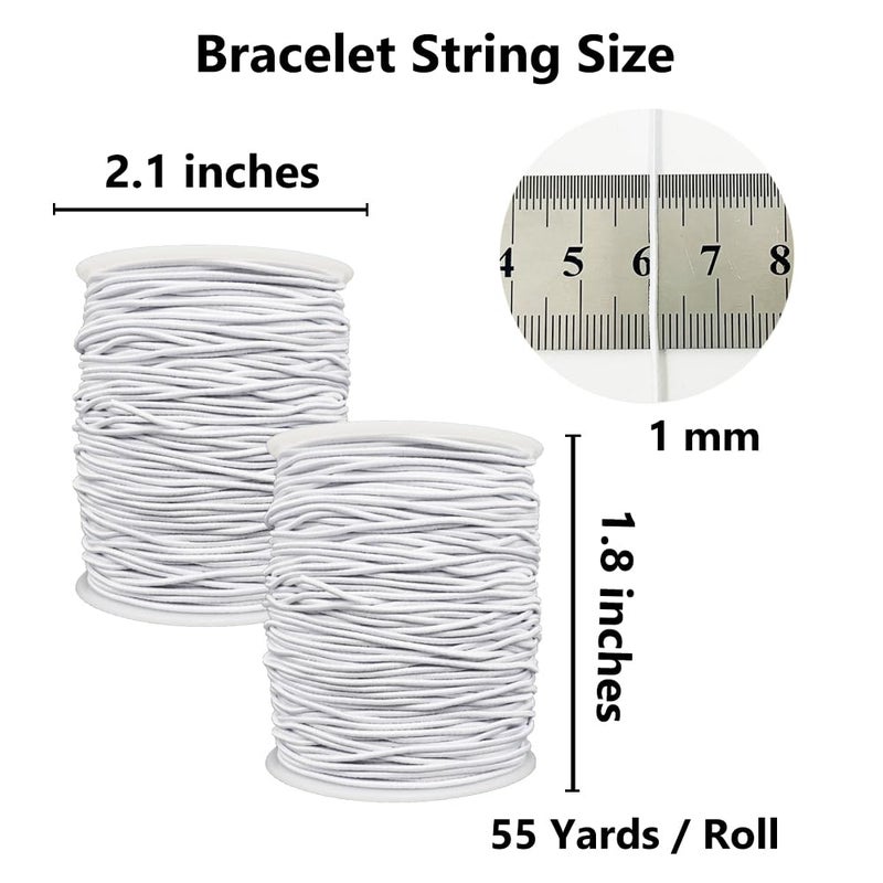 LUSTEMBER Stretchy String for Bracelets, 2 Rolls 1 mm Sturdy Elastic String Elastic Cord for Jewelry Making, Necklaces, Beading (White) - Image 2