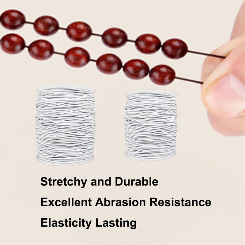 LUSTEMBER Stretchy String for Bracelets, 2 Rolls 1 mm Sturdy Elastic String Elastic Cord for Jewelry Making, Necklaces, Beading (White) - Image 5