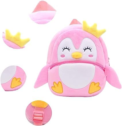 Delicado Toddler Kids Backpack Pink Penguin Design | Preschool Nursery School Picnic Travel Bag for Baby Boys & Girls Age 1-5 Years (Pink Penguin) - Image 5