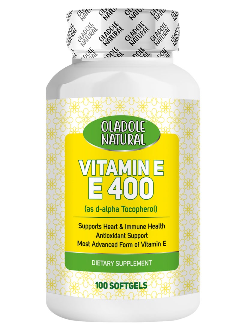 Oladole Natural Vitamin E 400 IU D-Alpha Tocopherol - 100 Softgels - Image 1