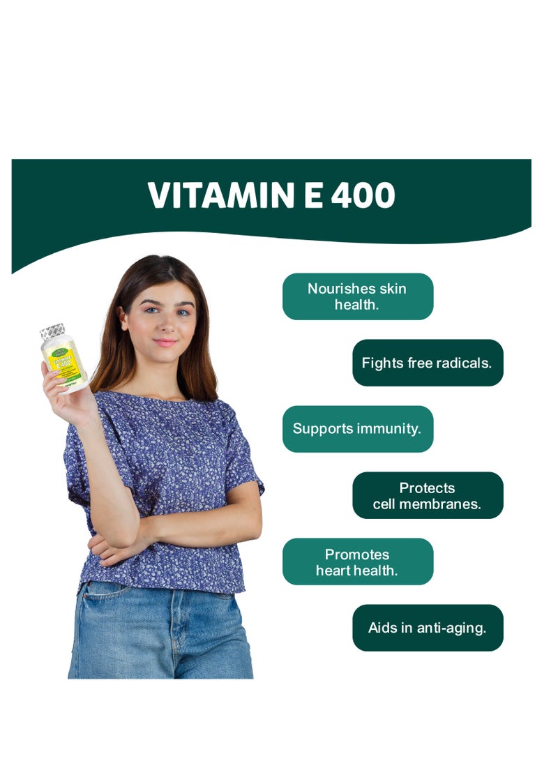 Oladole Natural Vitamin E 400 IU D-Alpha Tocopherol - 100 Softgels - Image 5