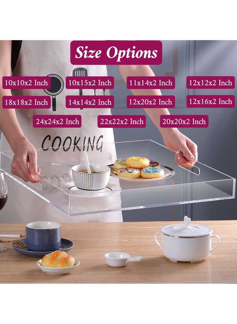Eworld Elegant and Durable Multifunctional Acrylic Serving Tray with Convenient Cutout Handles, Ideal Organizer for Living Room, Bedroom, Bathroom, Entryway, and Kitchen, Available in a Range of Sizes - Image 2