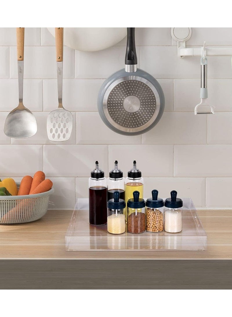 Eworld Elegant and Durable Multifunctional Acrylic Serving Tray with Convenient Cutout Handles, Ideal Organizer for Living Room, Bedroom, Bathroom, Entryway, and Kitchen, Available in a Range of Sizes - Image 3