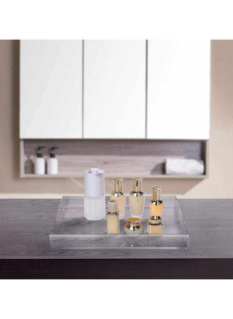 Eworld Elegant and Durable Multifunctional Acrylic Serving Tray with Convenient Cutout Handles, Ideal Organizer for Living Room, Bedroom, Bathroom, Entryway, and Kitchen, Available in a Range of Sizes - Image 4