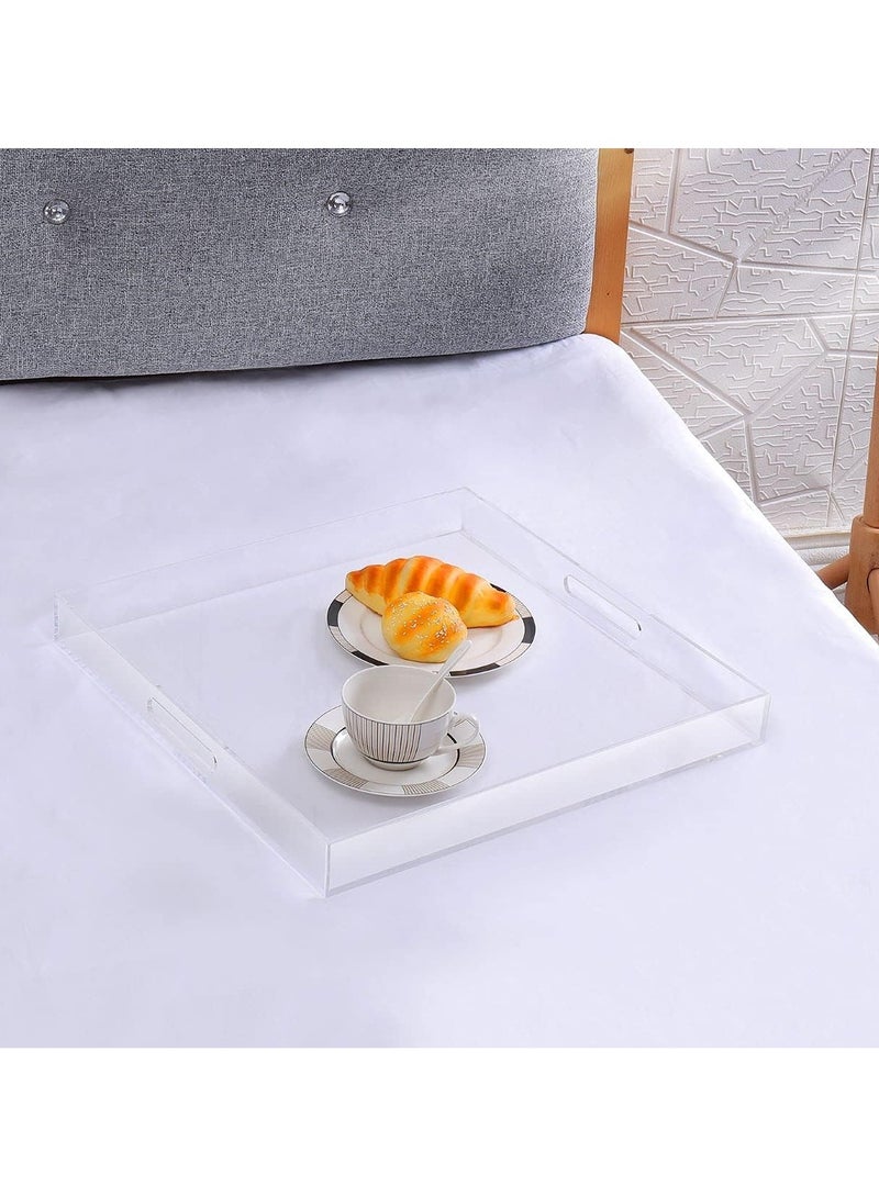Eworld Elegant and Durable Multifunctional Acrylic Serving Tray with Convenient Cutout Handles, Ideal Organizer for Living Room, Bedroom, Bathroom, Entryway, and Kitchen, Available in a Range of Sizes - Image 5